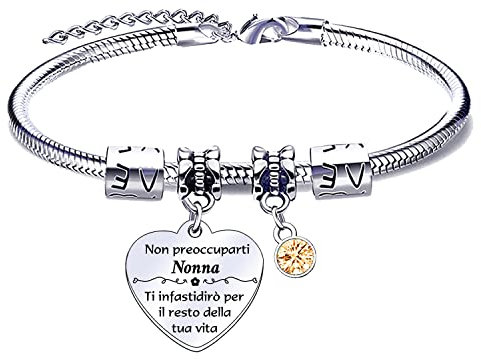 JRZDFXS Weihnachtsgeschenke Oma Armband Oma Geschenk Damen Armband Charme Oma Geschenk Oma Oma Geschenk zum Jahrestag Geburtstag Enkel Armband Damen Armband Oma, L, Edelstahl