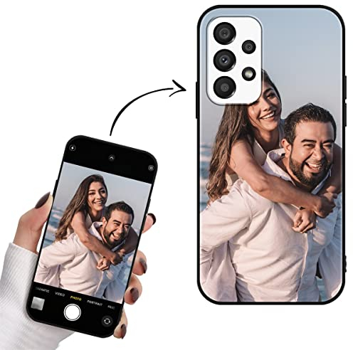 Yoedge Personalisierte Handyhülle für Samsung Galaxy A33 5G Hülle Selbst Gestalten Eigenem Foto Bild Text Personalisiert Case Individuelle Geschenk Schutzhülle Schwarz Cover für Samsung A33 5G 6,4
