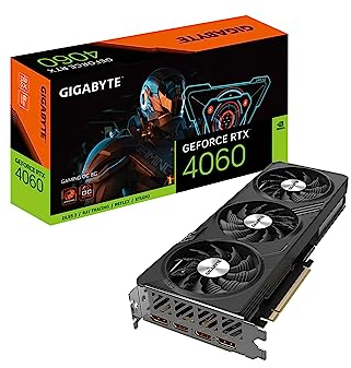 Gigabyte GeForce RTX 4060 Gaming OC 8G Scheda Grafica, 3X Ventole WINDFORCE, 8GB 128-bit GDDR6, GV-N4060GAMING OC-8GD Scheda Video
