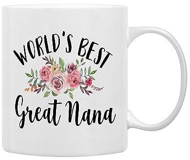 QASHWEY Great Nana Coffee Mug - Mother's Day Gift for Grandma, Grammy, Grandmother - World's Best Nana Ceramic Tea Cup 11oz