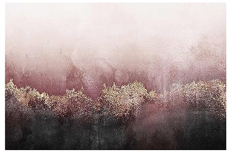 Bilderwelten Fototapete Aquarell Goldene Dämmerung Rosa 290x432 cm Vlies-Tapete XXL Smart Wandtapete Wanddekoration Wohnzimmer Schlafzimmer