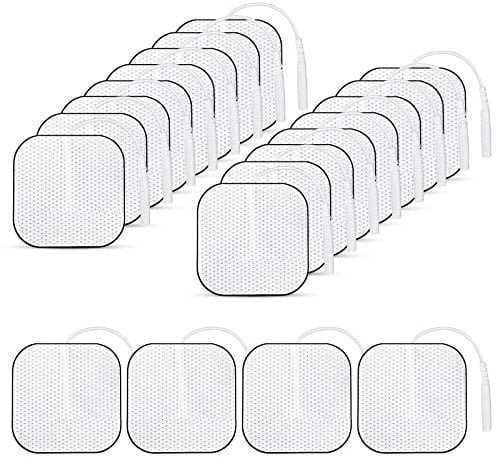 TENS Machine Pads, ONEVER 20 Pack Tens Electrodes Pads 40 x 40mm Replacement Electrode Pads with Upgraded Self-Stick Performance and Non-Irritating Design for Electrotherapy