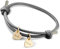 Love Faith Personalisiertes Freundschaftsarmband mit Gravur - Lederarmband in Anthrazit mit 2 Herzen in Gold