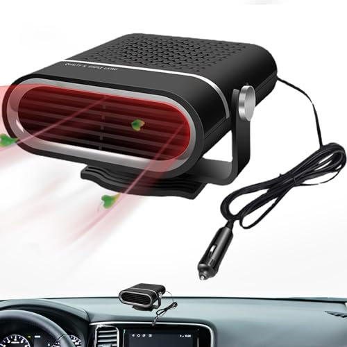Car Heater Portable 150W 12V Car Space Heater Heater 2 in 1 Heating/Cooling Fan Car Demister Fast Heating Car Defroster 360° Rotatable Car Windscreen Heater for Car Truck RV Trailer Black