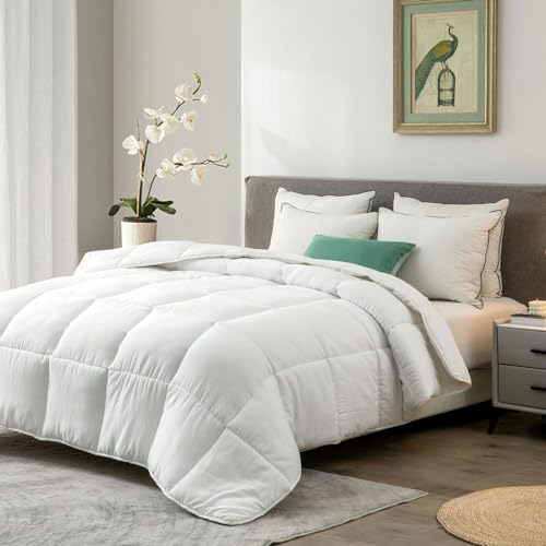 BPC Biobasierte Daunenähnliche Mikrofaser Bettdecke, Leichte Sommerdecke aus 150gsm, Öko-Tex und GRS geprüfte Steppdecke, 220x240 cm, Weiß