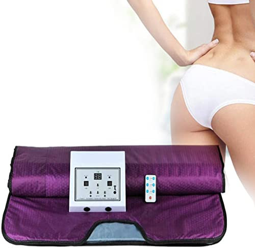 CYMYYDS Couverture de Sauna 2 Zones Infrared Sauna Blanket Couverture Chauffante avec Télécommande, Professionnel Detox Therapy Anti Aging Beauté Machine, 180x80cm,Purple