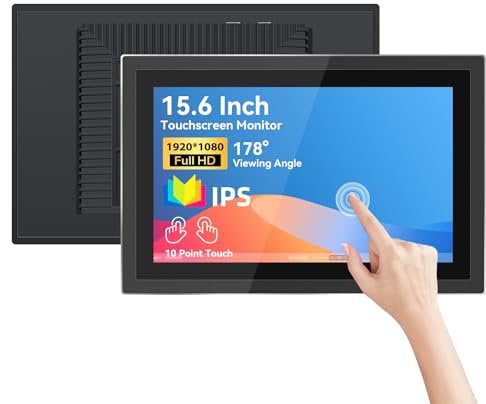 Showscren Touch Screen Monitor 15.6 Inch Multi-Touch Industrial Monitor 1920 * 1080 | HDMI & USB | Built-in Speakers Open Frame Touchscreen for Device POI/POS/Kiosk/Automation, VESA