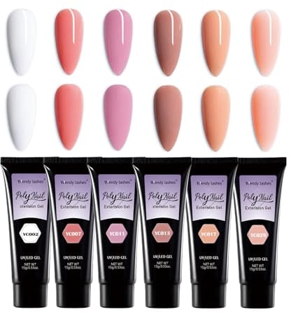Poly Nagel Gel Set Nagelverlängerung Gel Nude Rosa Weiß 6 Farben 15ml Nagelverstärker Gel für DIY Home Nagelkunst Builder Gel Kit