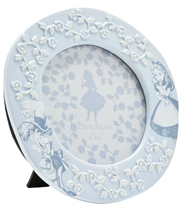 Disney Alice im Wunderland Bilderrahmen, rund, 10,2 x 10,2 cm | Alice & Mad Hutmacher Roses Motiv, runder Bilderrahmen
