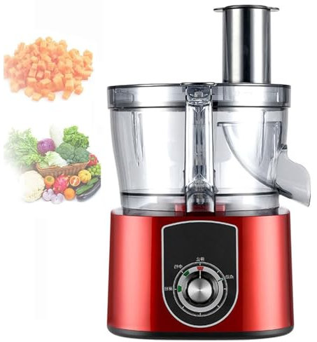 QUTBAG 2 in 1 Electric Vegetable Chopper, Multifunctional Food Processor, Fruit Cutter Slicer Dicer Machine with Large Feed Chute, for Onion Potatoes Carrots Peppers red