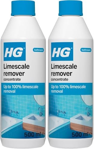 HG Limescale Remover Concentrate, Sink Tap & Toilet Limescale Remover, Multi Surface Cleaner & Descaler, Bathroom Cleaner for Shower Heads, Baths & Screens - 500ml (Pack of 2)