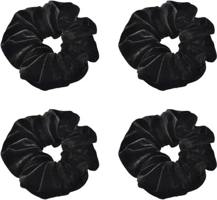 4 Stück Haargummi Schwarz,Haargummis Schwarze Samtstoff,Haar Dickes Scrunchie Haarband Elastisch,Scrunchies Samt Groß,Haarschmuck,Elastische Haarbänder Pferdeschwanz,Stirnband für Damen und Mädchen