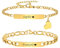 XUANPAI Partnerarmbänder mit Gravur Pärchen Armband Personalisiert - Paar Armbänder mit Namen aus Edelstahl Figaro Kette Partnerarmband Verstellbarer Partner Armband in Gold