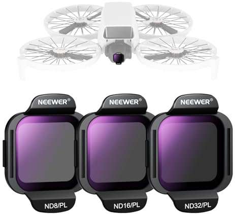 NEEWER ND/PL Filter Accessories Set Compatible with DJI Flip Drone (3 Pack), ND8/PL ND16/PL ND32/PL Snap On Multicoated HD Optical Glass Neutral Density Polarized ND Lens Filter Kit, FL-N37