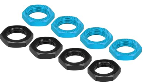 QUARKZMAN Packung mit 8 Aluminium 17mm RC Radmutter Schwarz & Blau | Gewinde M12x1,0mm Sechskant Radmuttern RC Radmutter, für 1/8 RC Modellauto Lkw Geländewagen, Aufgerüstete Teile