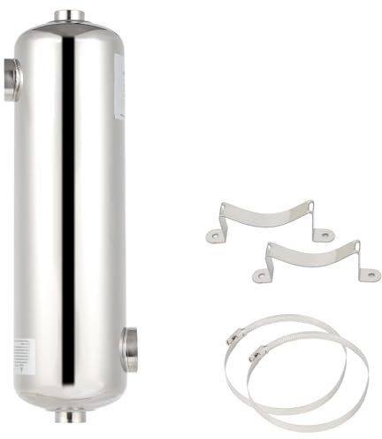 Yugodex Edelstahl Schwimmbadheizer 60Kw Edelstahl Schwimmbad Wärmetauscher Pool Wärmetauscher 150 L/Min Poolwasserdurchfluss, Heißwasserfluss 18 L/Min, Schwimmbadwärmetauscher für Poolsystem (60KW)