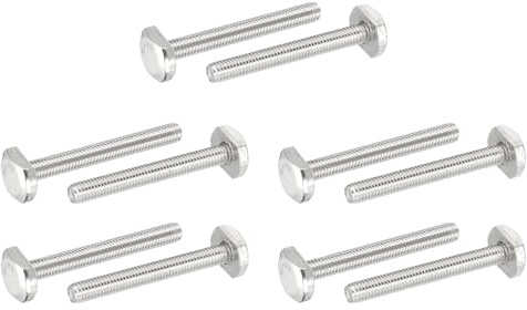 PATIKIL 10 Stück 304 Edelstahl Hammerkopfschrauben M6 x 50mm, Drop-in Hammerkopf Gewindeschrauben Set für T Schiene Führungsschiene Montageschiene Gleitschiene Holzwerkzeug Klemme, Silber