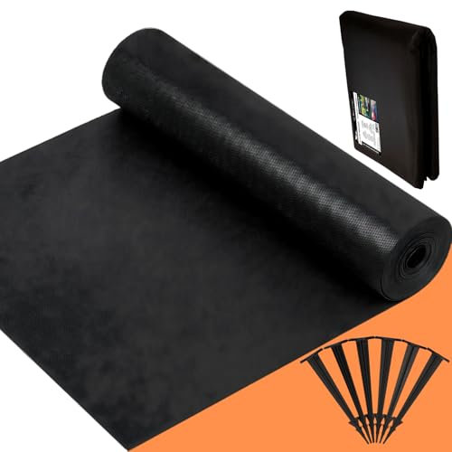 GARDENIX 40 m² - Feutre Anti-Mauvaises Herbes avec 50 ancrages de Sol - 40 m² (0,8 m x 50 m) - Imperméable - 50 g/m² - Noir - Résistant aux UV - pour Parterre Haute - Film de Protection