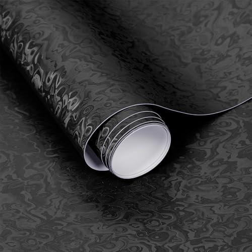Foneso Forged Carbon Fiber Vinyl Wrap, 3D Cosmic Ghost Textured Auto Car Sticker Decal Film Sheet DIY Vehicle Paint Changing Wrap Featuring Air Release Technology (Black, 1ft x 5ft)