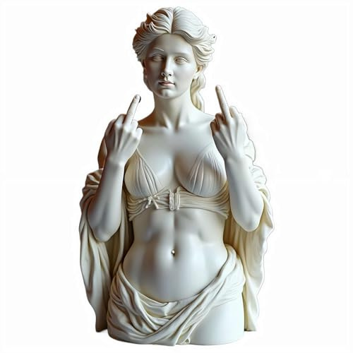 Viennese Goddess Statue, Resin Venus Style Decoration Middle Finger Statue, Funny Miniature Figurine, Classic Head Bust Viennese Mythology Sculpture for Living Room Home Shelf Decor