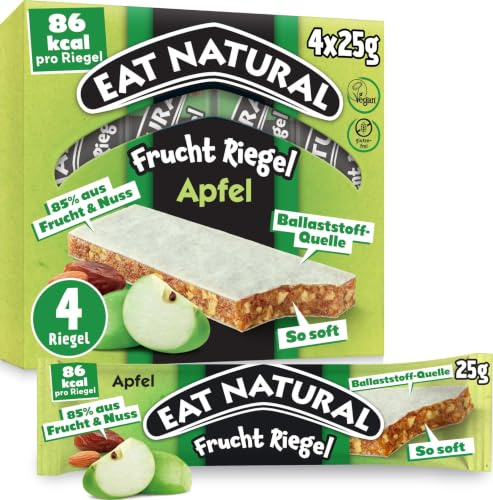 Eat Natural Soft Fruit Bars, Apple and Dates, 4x25g | Vegan, Gluten Free, High Fibre Snacks, Breakfast & Lunchbox Treats, Bulk Multipack, Delicious On-the-Go Snack Bars