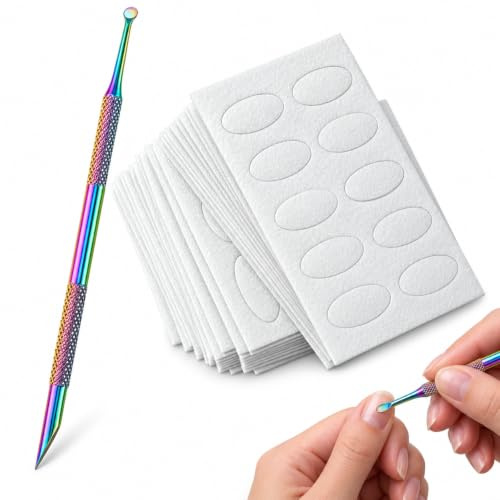 Nagelhautschieber Edelstahl 1 Stück Doppelkopf Manikürestäbchen mit 50 Schleifpapieren, Cuticle Pusher Set für Nagelpflege, Silber, ideal für Maniküre und Pediküre zuhause
