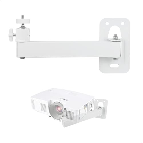 mimzemamz Beamer Halterung Wand Projector Stand, Beamer Wandhalterung Verstellbare 360° Drehbar, Metall Projektor Ständer mit 1/4-Zoll-Schraubschnittstelle für Heimkino, Büro, Spielzimmer, Weiß