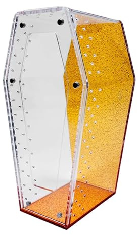 JISADER Acryl Terrarium für Reptilien in Form Eines Amphibiennestes mit Belüftung Und Sprungmöglichkeit. Ideal für Einsiedlerkrebse, Orange