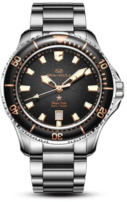 SEA-GULL Automatische mechanische Taucheruhr für Herren, Edelstahl, 300 m, wasserdicht, Business-Kleid, leuchtender Kalender, Armbanduhren, 44 mm, Ozean-Serie 1210