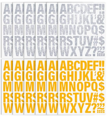 YPLANGENT 10 Blätter Buchstaben Zum AufbüGeln 2 Zoll Glitzer Silber und Golden BüGel Buchstaben Buchstaben AufbüGeln für Textilien Kleidung T-Shirt