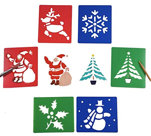 BCreative Weihnachts-Schablonen, waschbar, Kunststoff, 6 Stück