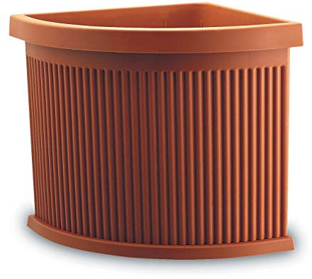 VASO FIORIERA AD ANGOLO MOD.IONIO 2PZ. CM.35X35X35H IN PLASTICA COLORE TERRACOTTA