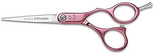 3 Claveles Duraluminio - Tijera de peluquería de corte rosa 5.5