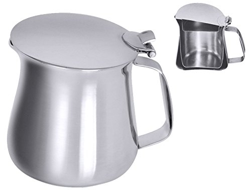 getgastro isoliertes Bricco per caffè in Acciaio Inox 18/10, a Doppia Parete, con Una Sola Mano Coperchio Ribaltabile, Pesante qualità/Contenuto: 0,3 Litri, Altezza: 9,5 cm | erk