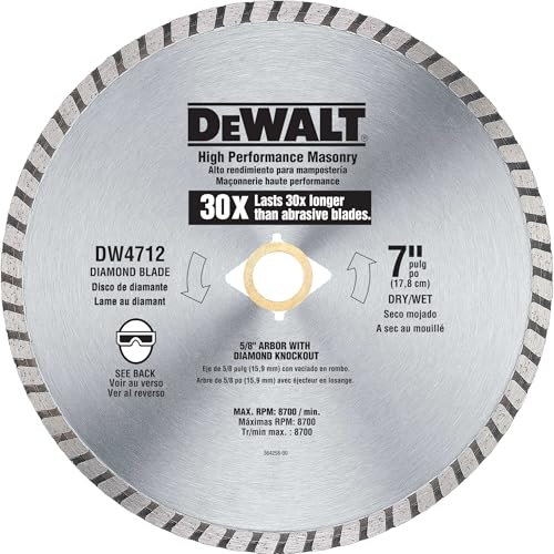 DEWALT Diamond Blade for Masonry (DW4712B), Silver, 7-Inch, Packaging May Vary