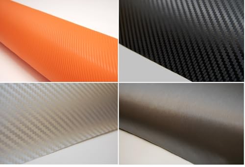 Carbonfolie Carbon Folie (= 36,86€/m2) Auto Bike Laptop Handy * Blasenfrei schwarz weiß orange grün rot silber (100 x 35 cm, schwarz)