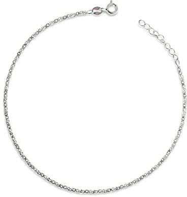 Designer Inspirations Boutique ® Chaîne de cheville extra large en argent sterling Maille vénitienne torsadée Réglable de 26 à 30 cm SVNT150