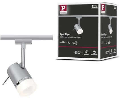 Paulmann 97612 Pipe URail Individual spot GU10 max. 10W dimmable 230V Chrome matt, Chrome Rail System – Choose Any lamp