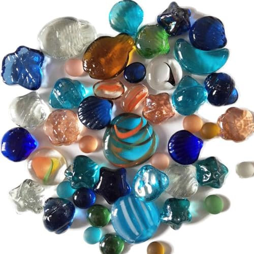 Sobeta-Enfants Jouets de Sept Couleurs Boule de Cristal de Verre Plat Perle Multicolore Pebble Tête Aquarium Paysage décoratifs Billes, Colorful, 500 g