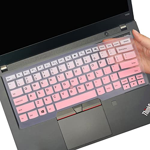 Keyboard Cover for Lenovo ThinkPad 14 E480 E485 E490 E475 E470 E470c, ThinkPad 14 T460(s) T470(s) T480(s) T490/S T495(S), ThinkPad L390 L460 L470 L480 14, Thinkpad A475 A485 -Gradual Pink