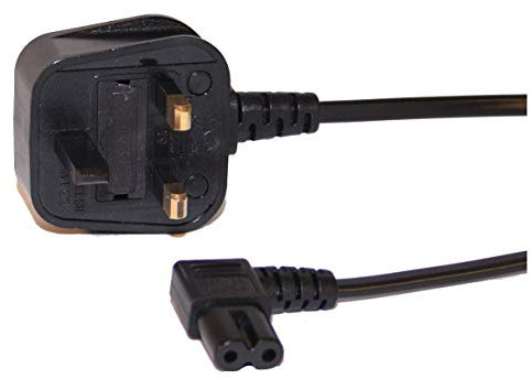 2M Mains Power Cable 3 Pin UK Plug to Right Angled 90° IEC C7 Figure 8 for Samsung, Philips,Toshiba, LG,Sony,Panasonic LED Flat TV