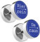 Piersando Damen Herren Ohrstecker mit runder Platte Doppel Kreis Ohrringe Fake Ohr Motiv Plug Piercing Spruch Hier rein Da Raus Blau 12mm