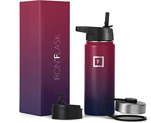 Insulated Water Bottle with Straw - 530 ml - Leakproof Double-Walled Stainless Steel Metal Drink Flask BPA-Free - Sports Travel Gym Camping Hiking Kids