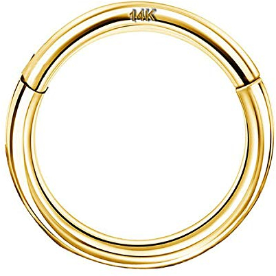 OUFER 16G 14K Solid Gold Hinged Clicker Segment Ring Lip Nose Hoop Helix Daith Tragus Septum Cartilage Earring