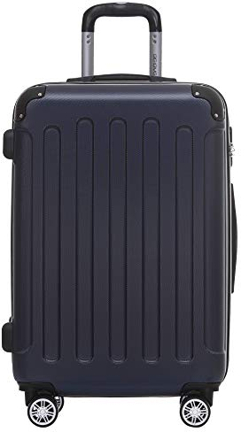 BEIBYE- Hartschalenkoffer Koffer Trolley Rollkoffer Reisekoffer Zahlenschloß 4 Zwilings-Rollen (Dark-Blue, Large-76cm)