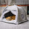 IBLUELOVER Tente Lit de Chat Portable Tipi pour Chiens Chats Lapins avec Coussin Amovible Moustiquaire Fenêtre Respirant Jouet Panier Nid Chaton Maison Voyage Camping