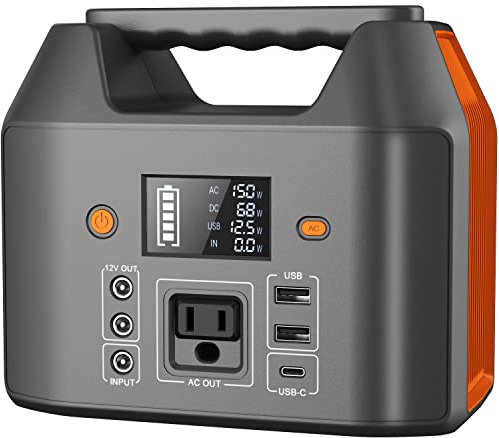 EnginStar Estación de energía portátil de 150 W, 155 Wh, generador solar, 110 V, 42000 mAh, batería portátil con salida de CA, 6 salidas externas de batería, luz LED, para camping al aire libre
