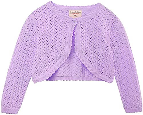 Cardigan Bolero per Bambini a Maniche Lunghe in Tinta Unita per Bambini Cappotto per Maglione in Maglia con Coprispalle per Ragazze, 100, Viola, 2-3 Anni