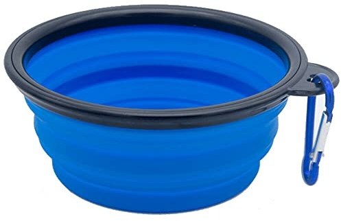 Camping Bowl Collapsible Dish Foldable Travel Portable Pop Up Silicone Hiking Walking Outdoor (Blue)
