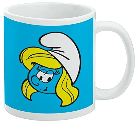 Keramik-Kaffeetasse mit Schlumpfingesicht, Geschenkidee für Kaffee, Tee und heiße Getränke, 325 ml, Weiß